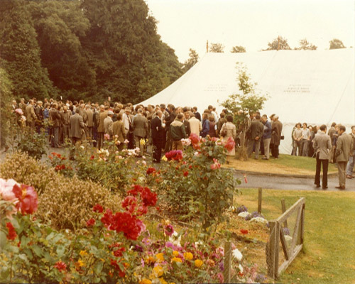 1977 Delegates on a break outside the marquee